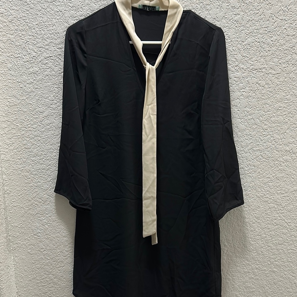 Elegant Black Dress with Cream Accents